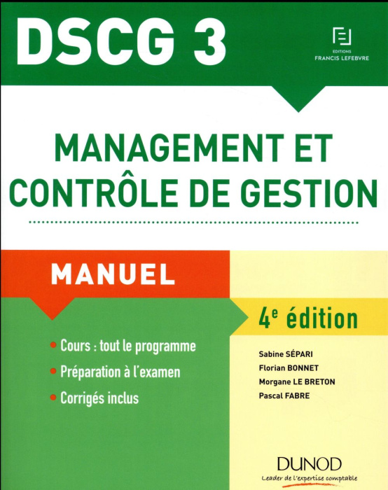 Emprunter Management et contrôle de gestion DSCG 3. Manuel, 4e édition livre