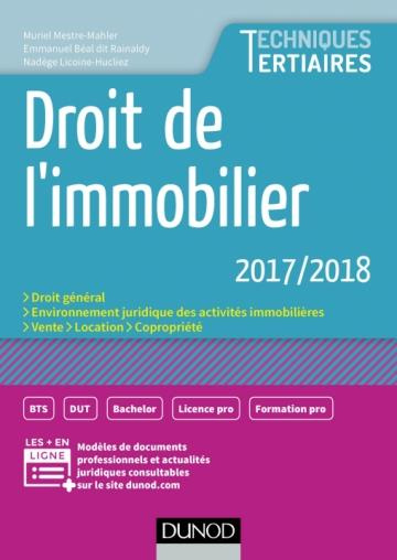 Emprunter DROIT DE L'IMMOBILIER 2017/2018 livre
