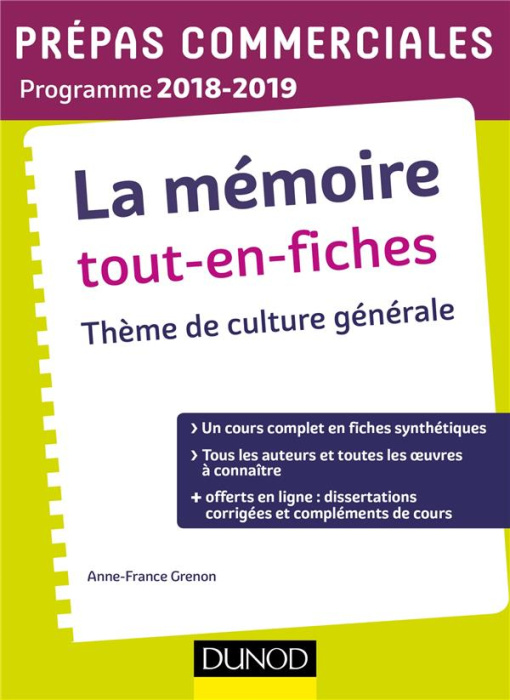 Emprunter La mémoire tout-en-fiches. Thème de culture générale, Edition 2018-2019 livre