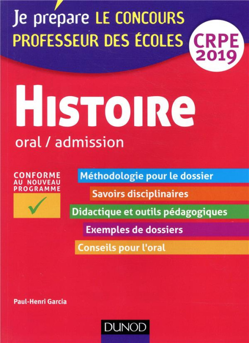 Emprunter HISTOIRE - ORAL / ADMISSION - CRPE 2019 livre