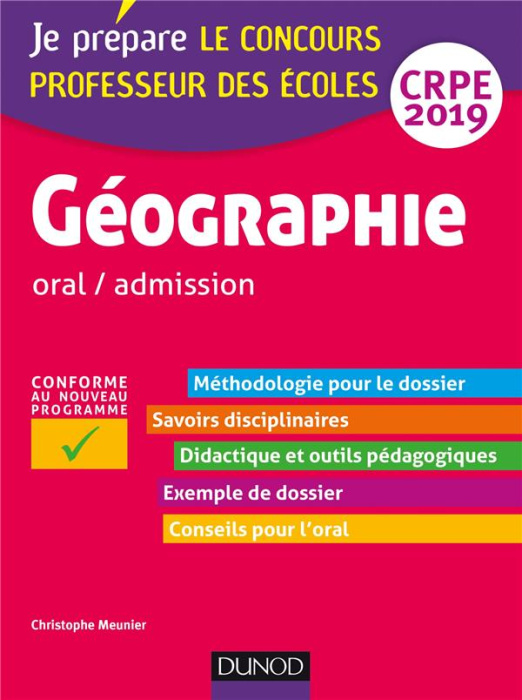 Emprunter GEOGRAPHIE - PROFESSEUR DES ECOLES - ORAL / ADMISSION - CRPE 2019 livre
