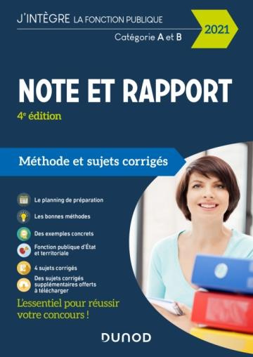 Emprunter Note et Rapport. Catégories A et B, méthode et sujets corrigés, 4e édition livre