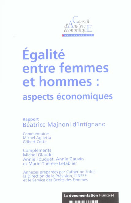 Emprunter Égalité entre femmes et hommes. Aspects économiques livre
