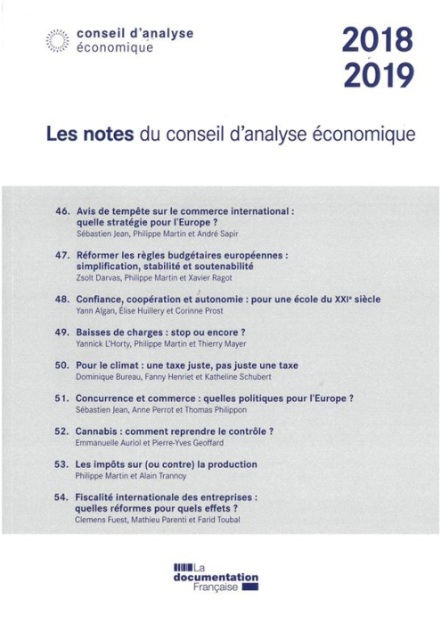 Emprunter Les notes du Conseil d'analyse économique 2018-2019 livre
