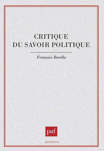 Emprunter Critique du savoir politique livre