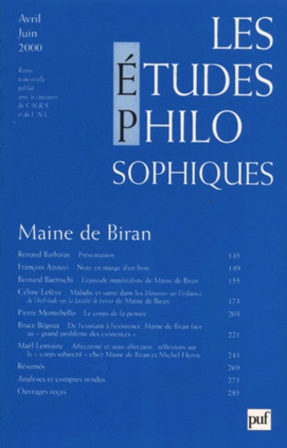 Emprunter Les études philosophiques N° 2, Avril-juin 2000 : Maine de Biran livre