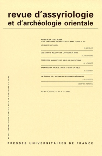 Emprunter Revue d'assyriologie et d'archéologie orientale N° 43-1/1999 livre