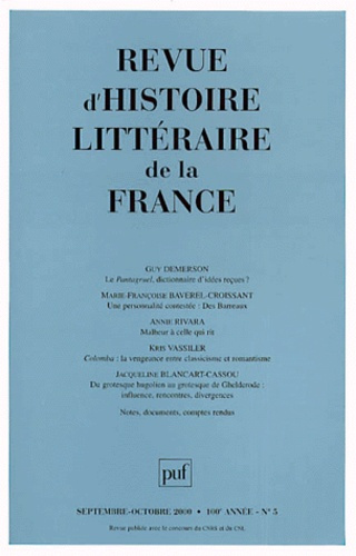 Emprunter Revue d'histoire littéraire de la France N° 5, Septembre-octobre 2000 livre