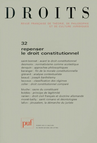 Emprunter Droits N° 32 2000 : Repenser le droit constitutionnel livre