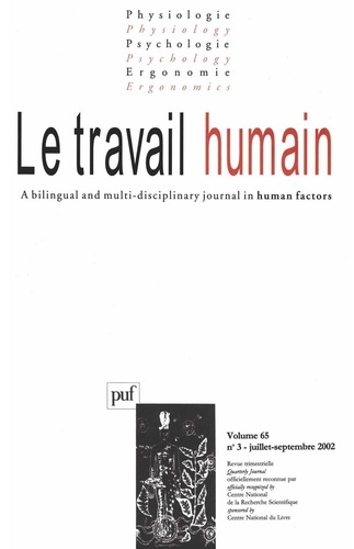 Emprunter Le travail humain Volume 65 N° 3, Juillet-Septembre 2002 livre