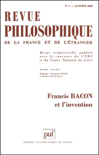 Emprunter Revue philosophique N° 1, Janvier 2003 : Francis Bacon et l'invention livre