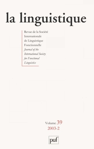 Emprunter linguistique 2003, vol. 39 (2) livre