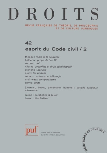 Emprunter Droits N° 42/2005 : Esprit du Code civil. Tome 2 livre