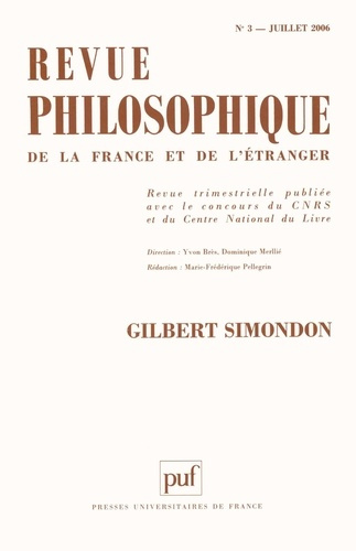 Emprunter Revue philosophique 2006, t. 131 (3). Gilbert Simondon livre