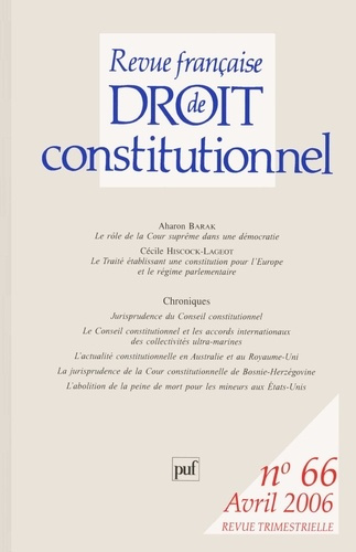Emprunter Revue française de Droit constitutionnel N° 66, Août 2006 livre