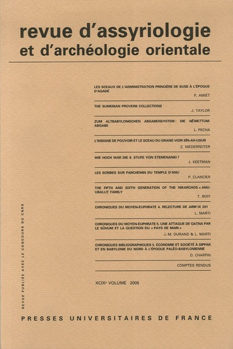 Emprunter Revue d'assyriologie et d'archéologie orientale N° 99/2005 livre