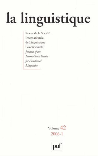 Emprunter La linguistique N° 42, 2006 livre