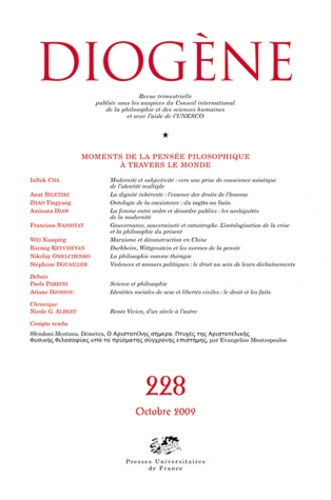 Emprunter Diogène N° 228, Octobre 2009 : Moments de la pensée philosophique à travers le monde livre