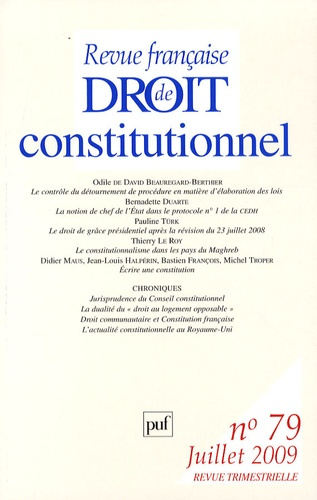 Emprunter Revue française de Droit constitutionnel N° 79, Juillet 2009 livre
