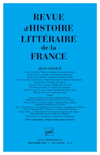 Emprunter Revue d'histoire littéraire de la France N° 4, Décembre 2010 : Jean Anouilh livre
