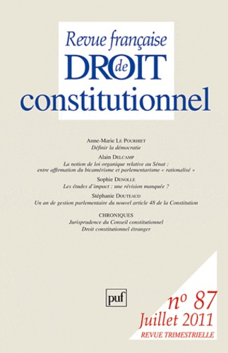 Emprunter Revue française de Droit constitutionnel N° 87, juillet 2011 livre