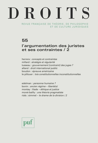 Emprunter Droits N° 55/2012 : L'argumentation des juristes et ses contraintes. Tome 2 livre
