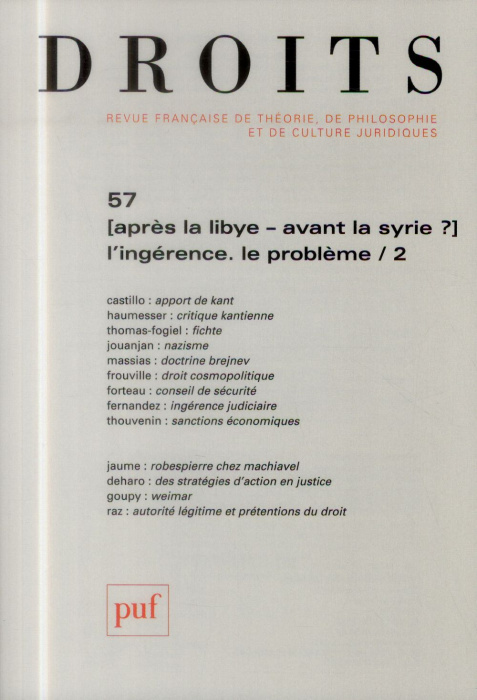Emprunter Droits N° 57/2014 : Après la Libye, avant la Syrie ? L'ingérence, le problème. Tome 2 livre