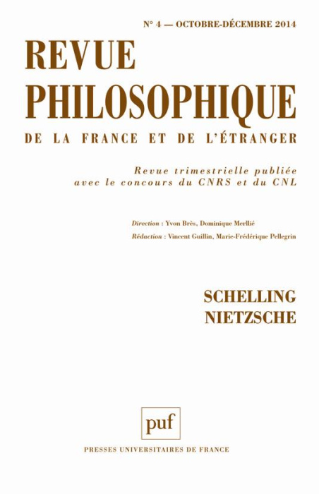 Emprunter Revue philosophique N° 4, Octobre-décembre 2014 : Schelling, Nietzsche livre