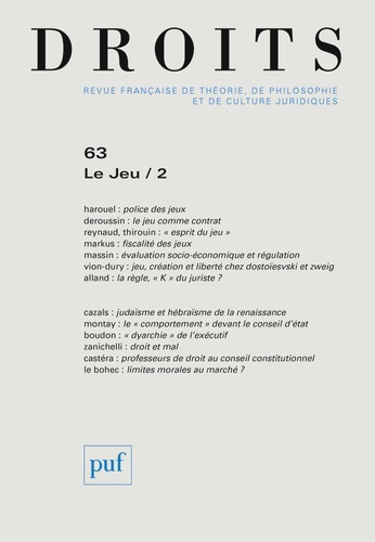 Emprunter Droits N° 63/2016 : Le jeu. Tome 2 livre