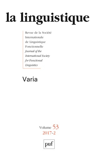 Emprunter La linguistique Volume 53 n°2 livre