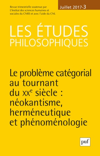 Emprunter Les études philosophiques N° 3/2017 : Les catégories au seuil de la phénoménologie livre