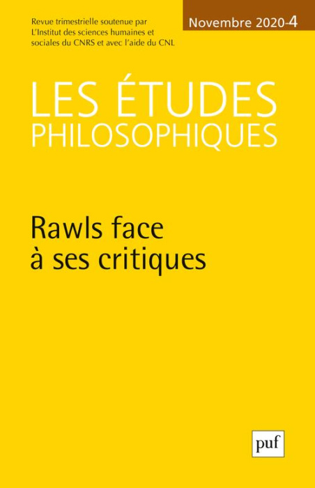 Emprunter Les études philosophiques N° 4, novembre 2020 : Rawls face à ses critiques livre