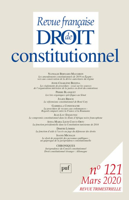 Emprunter Revue française de Droit constitutionnel N° 121, mars 2020 livre