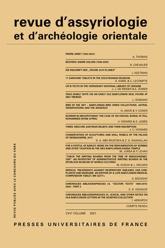 Emprunter Revue d'assyriologie et d'archéologie orientale N° 115/2021 livre
