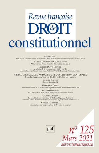 Emprunter Revue française de Droit constitutionnel N° 125, mars 2021 livre