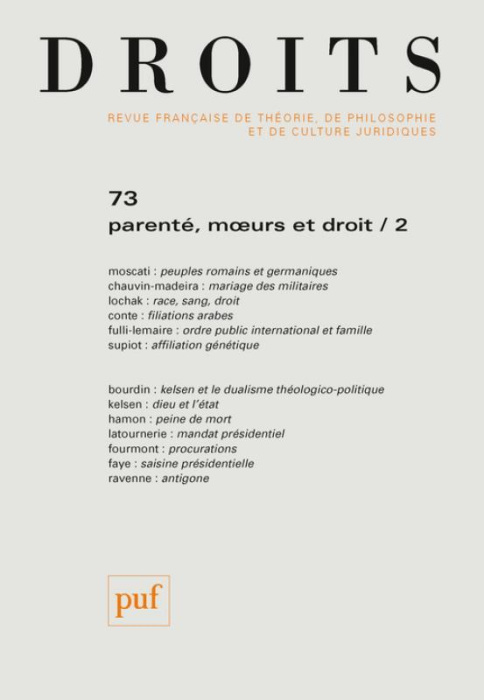 Emprunter Droits N° 73/2021 : Parenté, moeurs et droit. Tome 2 livre
