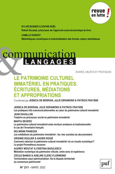 Emprunter Communication et Langages N° 211, mars 2022 : Le patrimoine culturel immatériel en pratiques. Ecritu livre