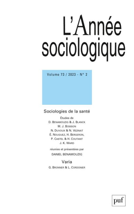 Emprunter L'Année sociologique Volume 73 N° 2/2023 : Sociologies de la santé livre