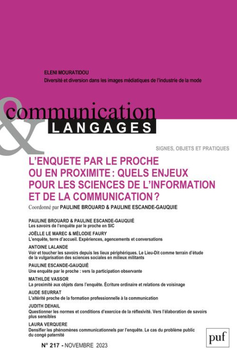 Emprunter Communication et Langages N° 217, novembre 2023 : L’enquête par le proche ou en proximité : quels en livre