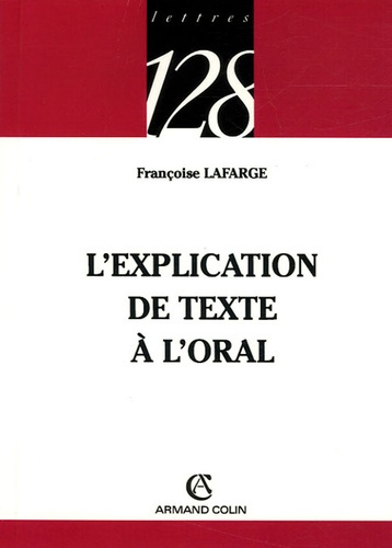 Emprunter L'EXPLICATION DE TEXTE A L'ORAL livre