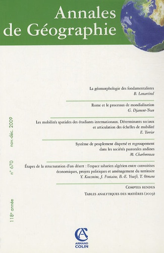 Emprunter Annales de Géographie N° 670, Novembre-décembre 2009 livre