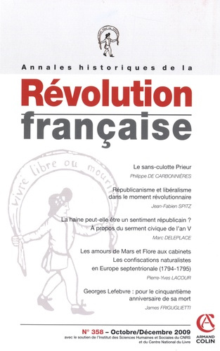 Emprunter Annales historiques de la Révolution française N° 358, Octobre-Décembre 2009 livre