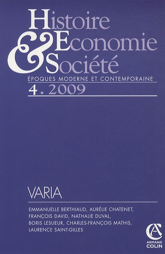 Emprunter Histoire Economie & Société N° 4, 2009 livre