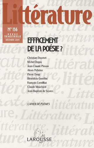 Emprunter Littérature N°156 : Effacement de la poésie ? livre