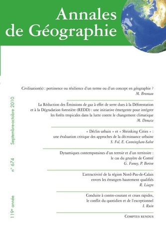 Emprunter Annales de Géographie N° 674, Septembre-octobre 2010 livre