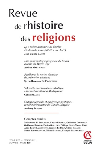 Emprunter Revue de l'histoire des religions Tome 228 N° 1, Janvier-mars 2011 livre