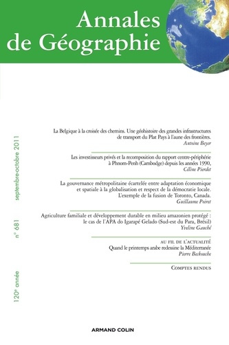 Emprunter Annales de Géographie N° 681, septembre-octobre 2011 livre