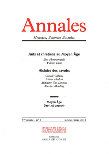 Emprunter Annales Histoire, Sciences Sociales/12/Juifs et chrétiens au Moyen Age , Histoire des savoirs livre