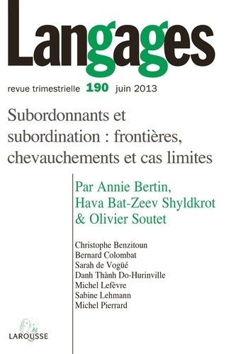 Emprunter Langages N° 190, juin 2013 : Subordonnants et subordination : frontières, chevauchements et cas limi livre