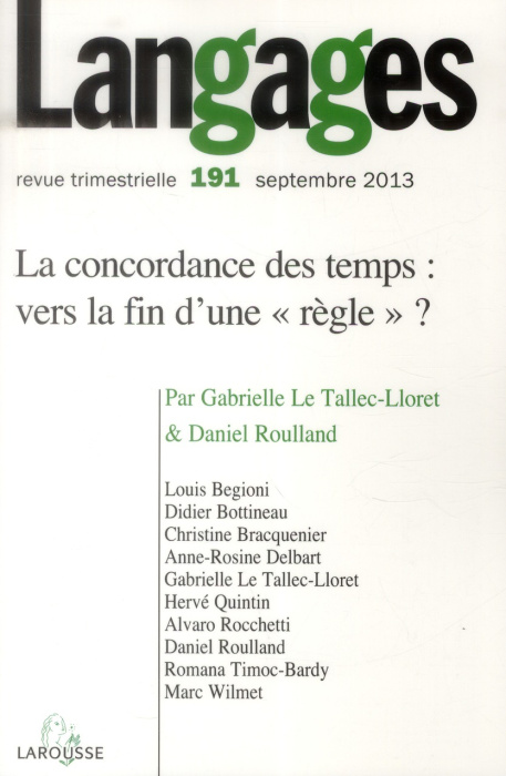 Emprunter Langages N° 191, Septembre 2013 : La concordance des temps : vers la fin d'une 